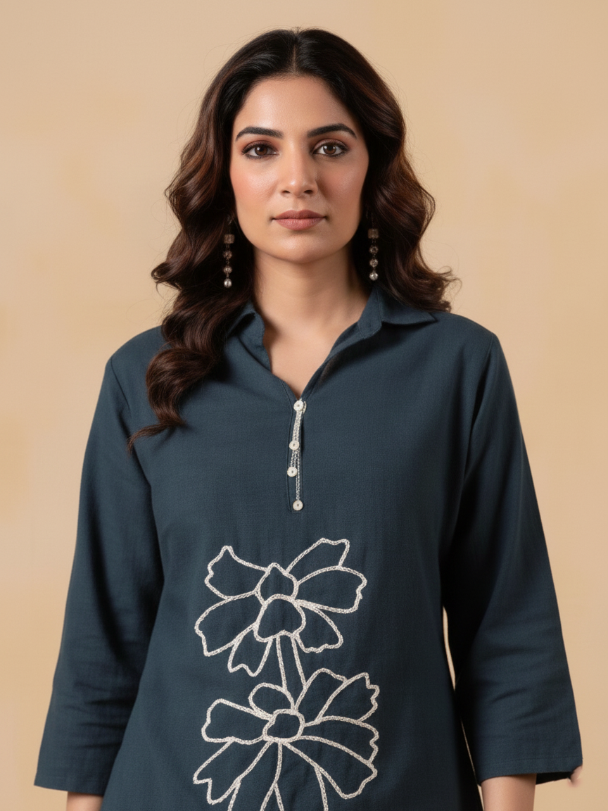 Comfort Fit Cotton Co-ord with Dori Work