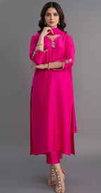 Pure Silk Suit with Intricate Zardozi Work