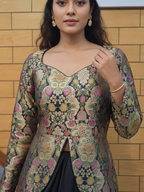 Embroidered Brocade Skirt with Jacket