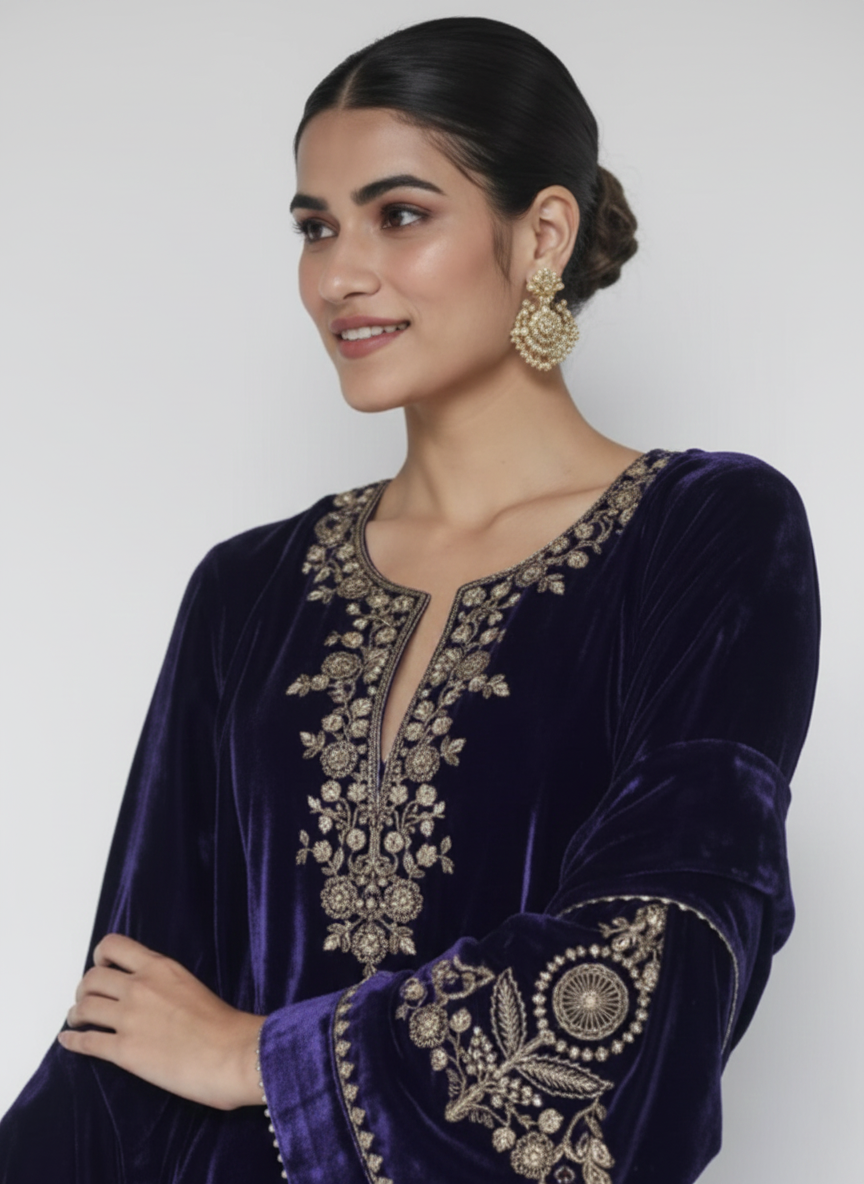 Heirloom Zardozi Silk Velvet Attire