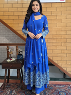 Embroidered Georgette Anarkali and Skirt Set
