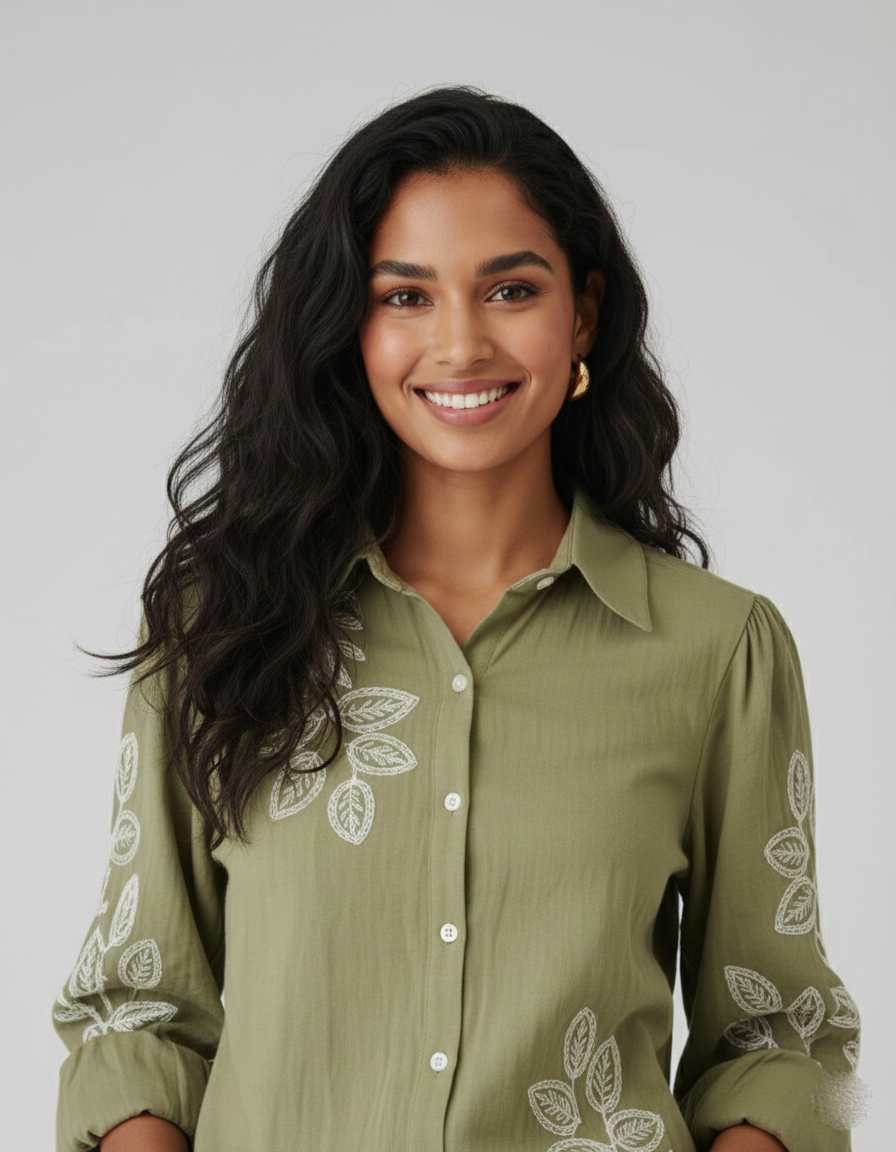 Elegant Resham Embroidered Top in Malmal Cotton