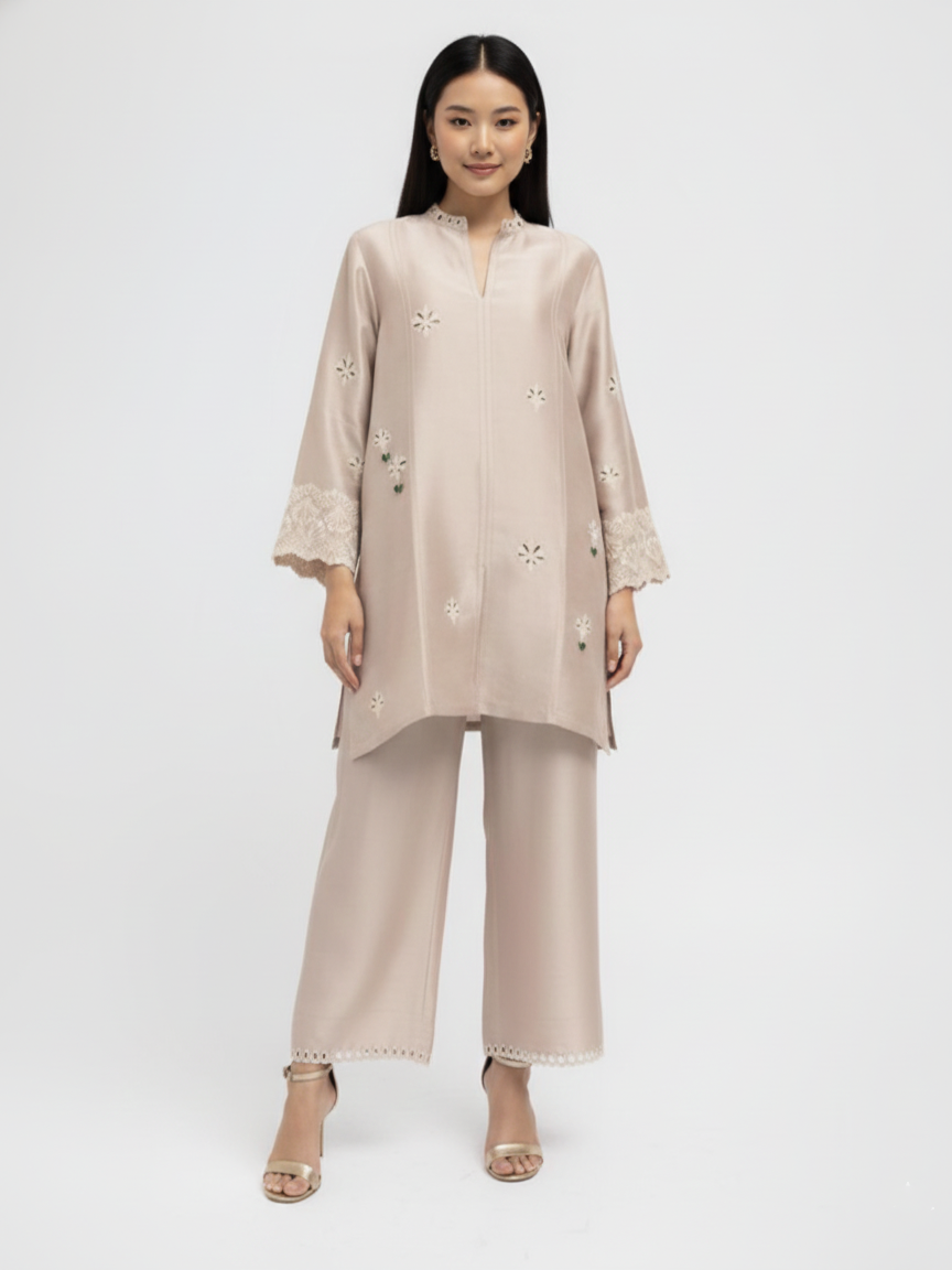 Cotton Silk Suit with Delicate Resham Work Embroidery