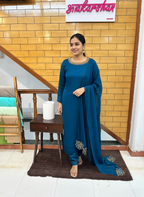 The Elegant Crepe Suit Set Featuring Fine Aari Work