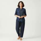 Relaxed-Fit Cotton Top with Geometric Resham Work