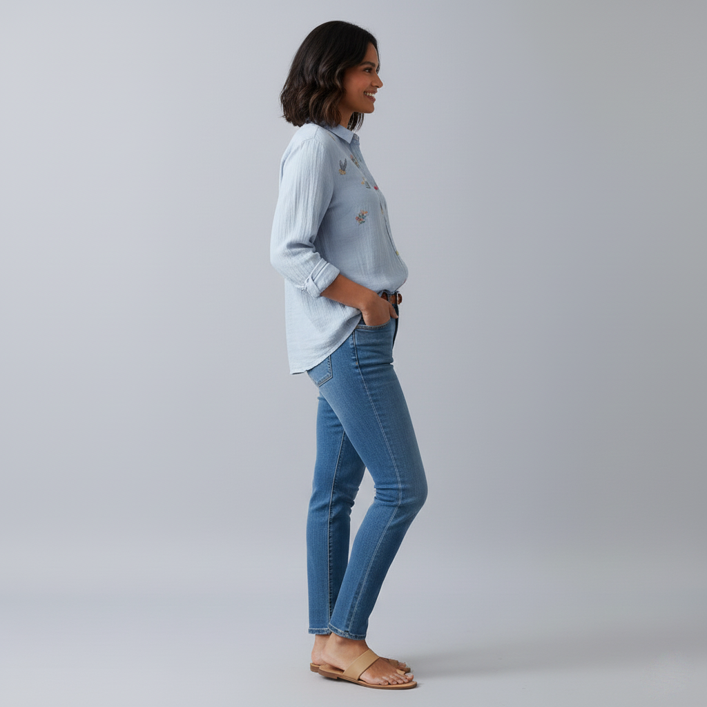 Cotton Shirt with Elegant Resham Work