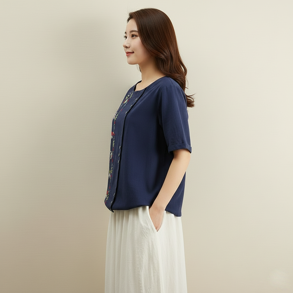 Cotton Top with Elegant Resham Work Embroidery