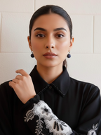 Banana Crepe Co-ord Set with Applique and Bead Work