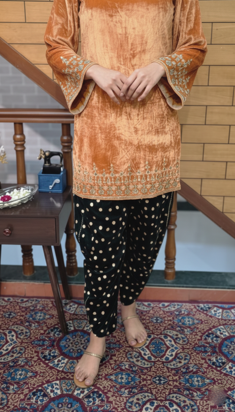 Royal Silk Velvet Suit with Exquisite Zardozi Handwork