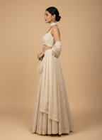 Elegant Embroidered Georgette Skirt, Blouse, and Ban Dupatta Set