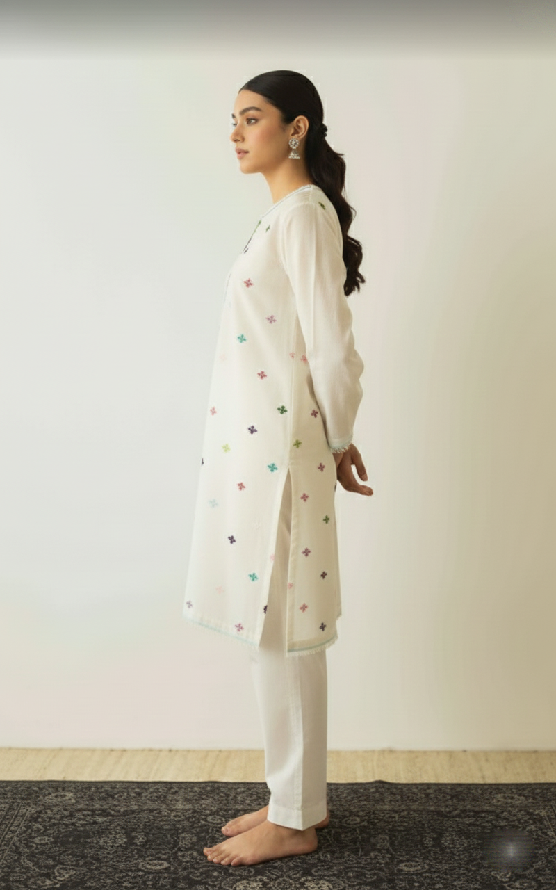 Pure Cotton Suit Set with Resham Detailing