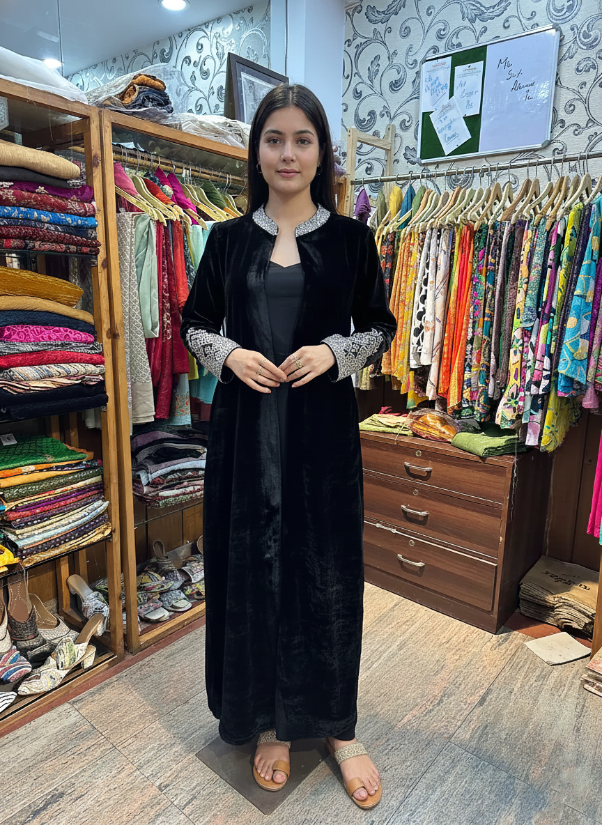 Luxurious Silk Velvet Long Suit with Heavy Zardozi Work