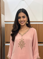 Designer Modal Satin Suit with Rich Zardozi Detailing