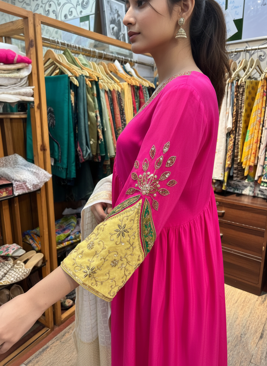 Crepe Pant Suit with Beads and Cutdana Embellishment