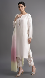 Luxurious Chanderi Dress Material featuring Zardozi Embellishment
