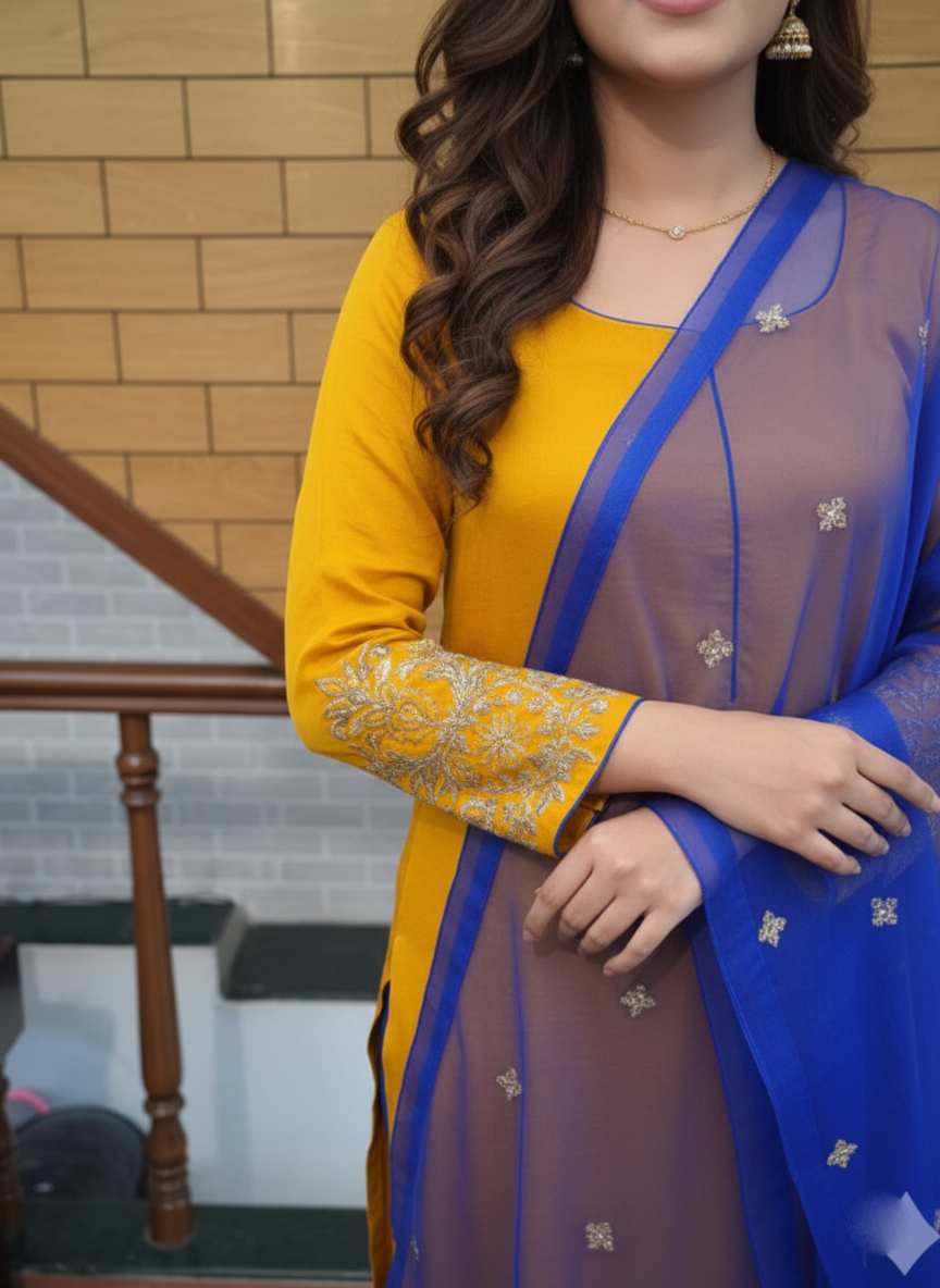 Luxury Jimmy Choo Suit with Exquisite Cutdana and Dabka Work