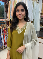 Silk Suit with Delicate Resham Work and Sheer Organza Dupatta