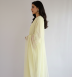 Pastel Yellow Chanderi Suit with Floral Resham Embroidery