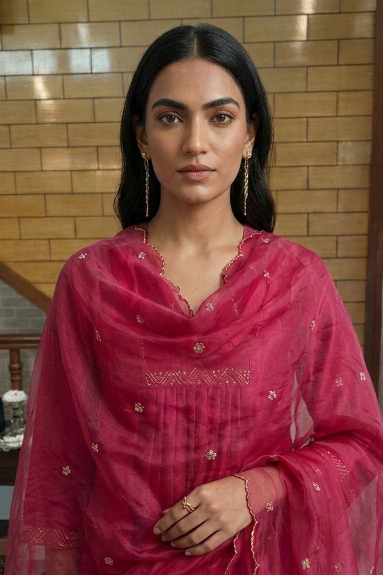 Royal Fuchsia Festive Kurta Palazzo Set