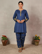Hand-Embroidered Resham Cotton Suit