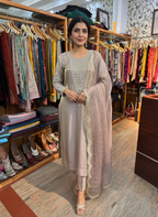 Luxury Tissue Organza Kurta with Handcrafted Sequin & Zari Work