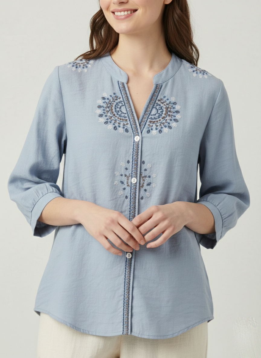 Resham Embroidered Cotton Casual Top