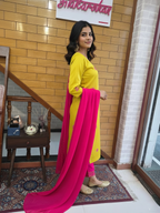 Satin Resham Embroidered Kurta with Trousers & Dupatta