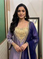 Tissue Fabric Sharara Suit with Elegant Zardozi Work