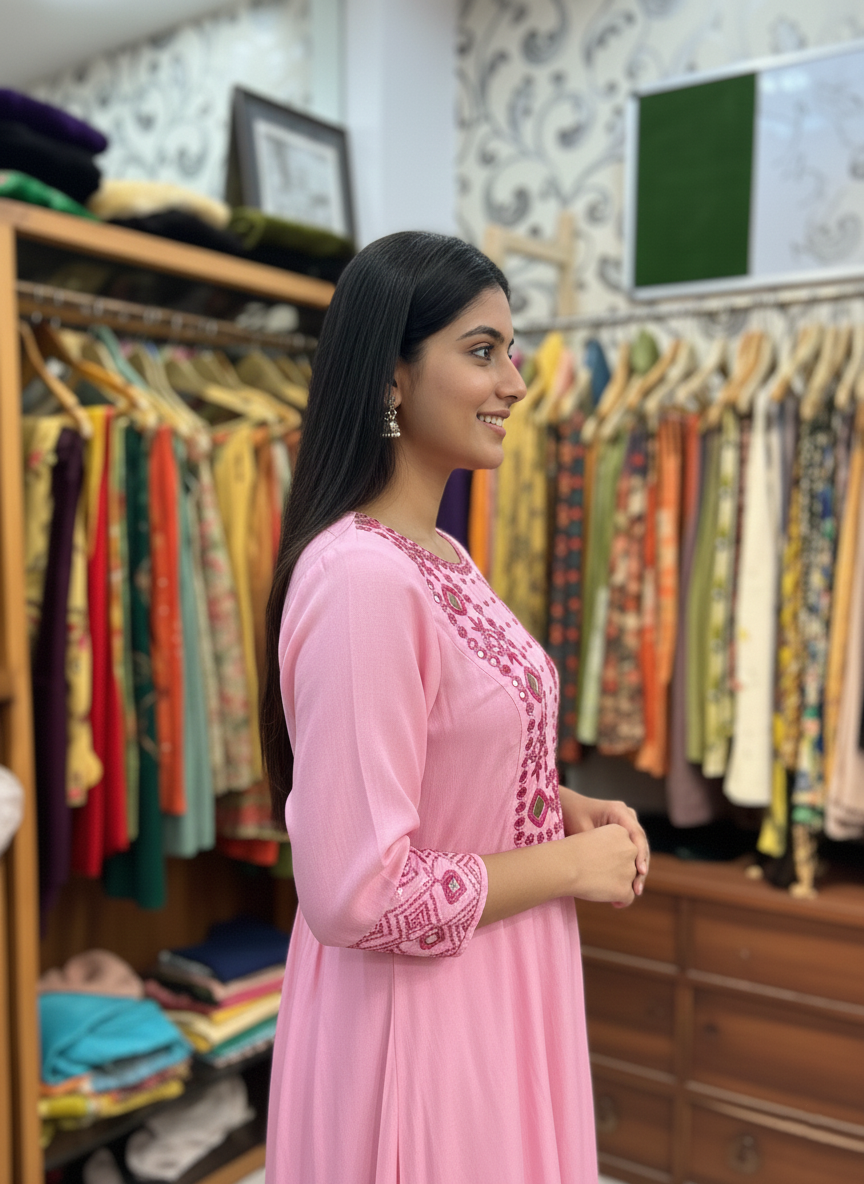 Chiffon Kalidar Suit with Elegant Mirror Work