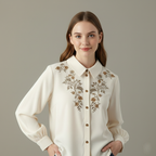 Luxurious Armani Satin Shirt with Resham Embroidery