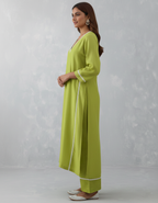 Modal Cotton Suit with Scalloped Organza Dupatta