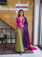 Tissue Skirt With Embroidered Jacket With Dupatta