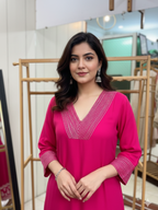 Lightweight Cotton Pant Suit with Elegant Resham Thread Work