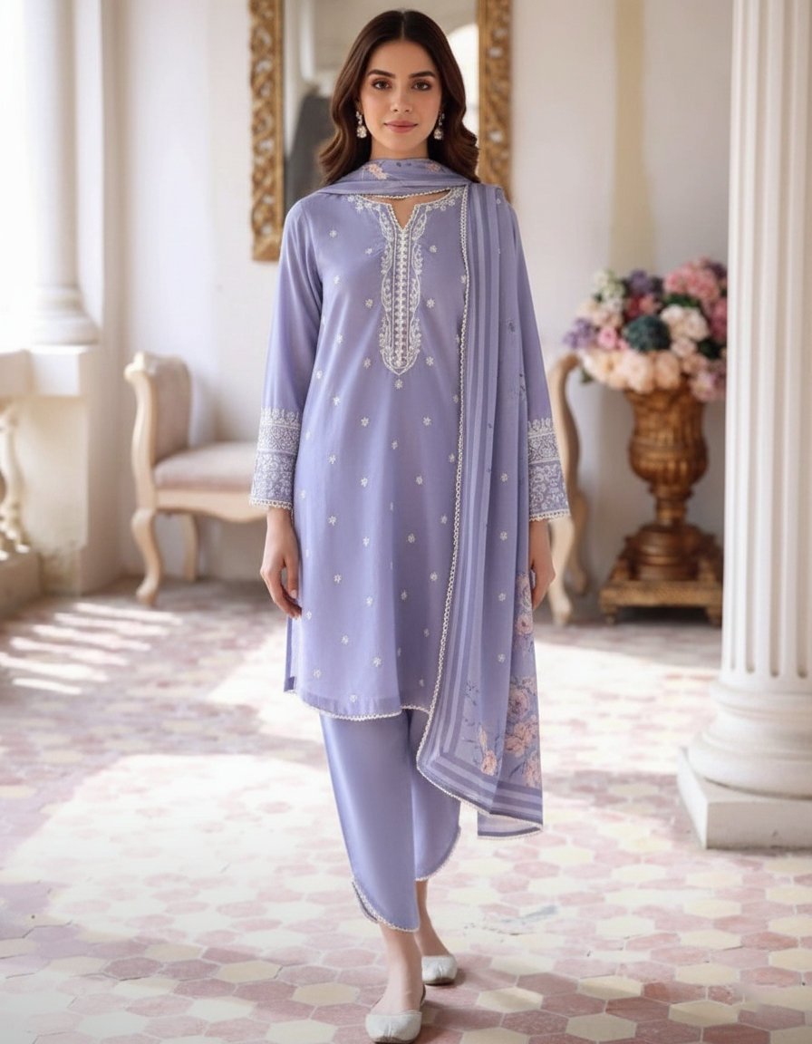 Pure Cotton Dress Material with Resham Work