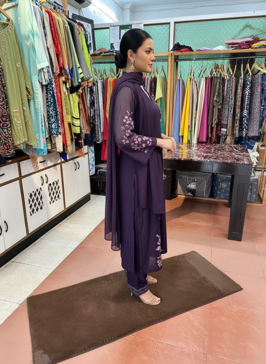 Designer Georgette Suit with Fine Resham Work