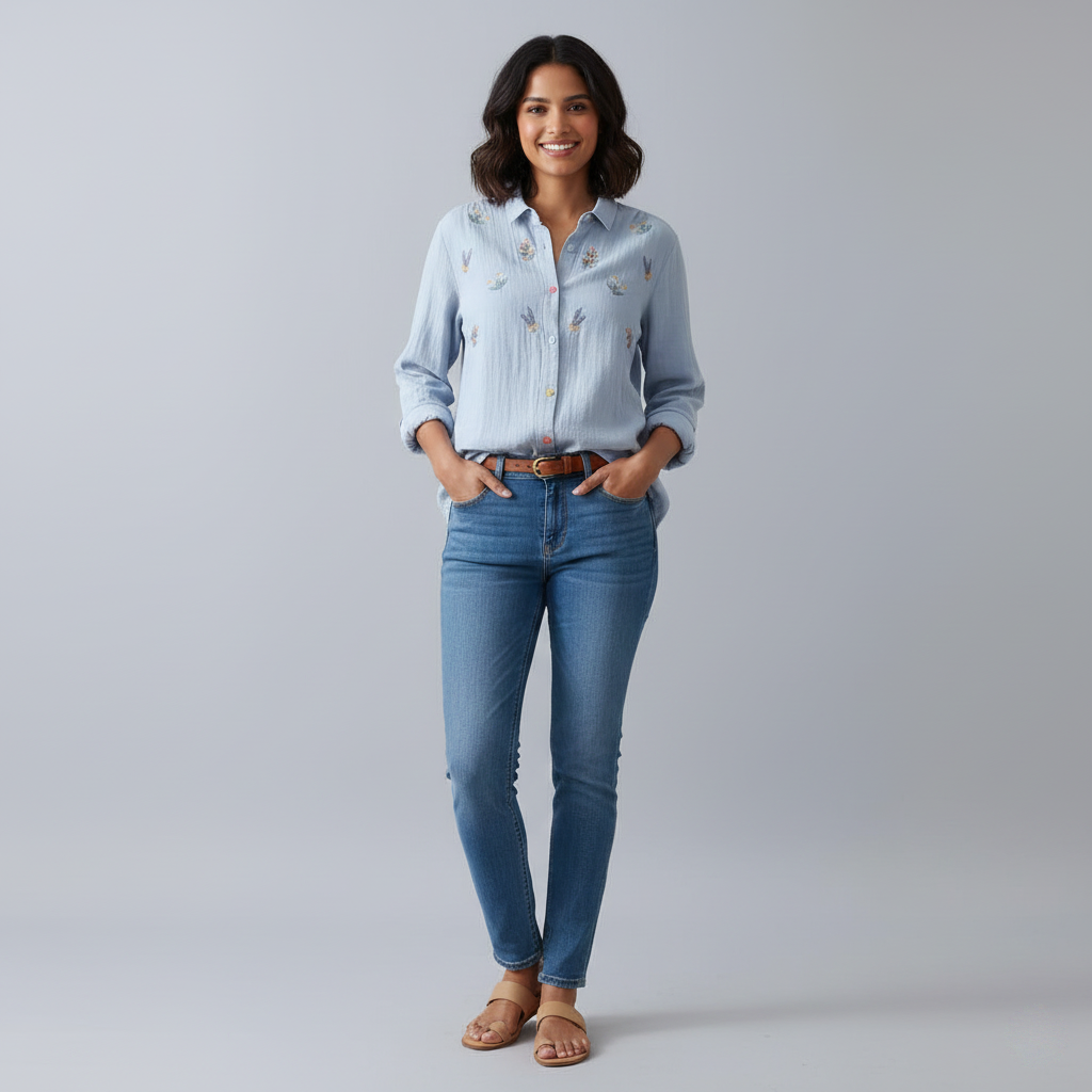 Cotton Shirt with Elegant Resham Work