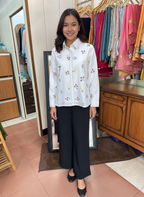 Cotton Linen Shirt with Elegant Resham Thread Work