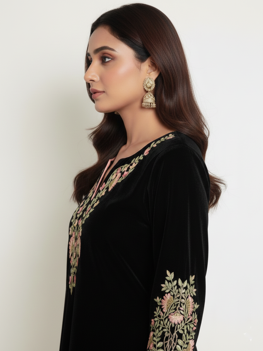 Luxe Velvet Resham Work Ensemble