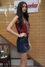 Maroon Sleeveless Top with Floral Embroidery