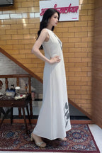 Linen Maxi Dress with Floral Print