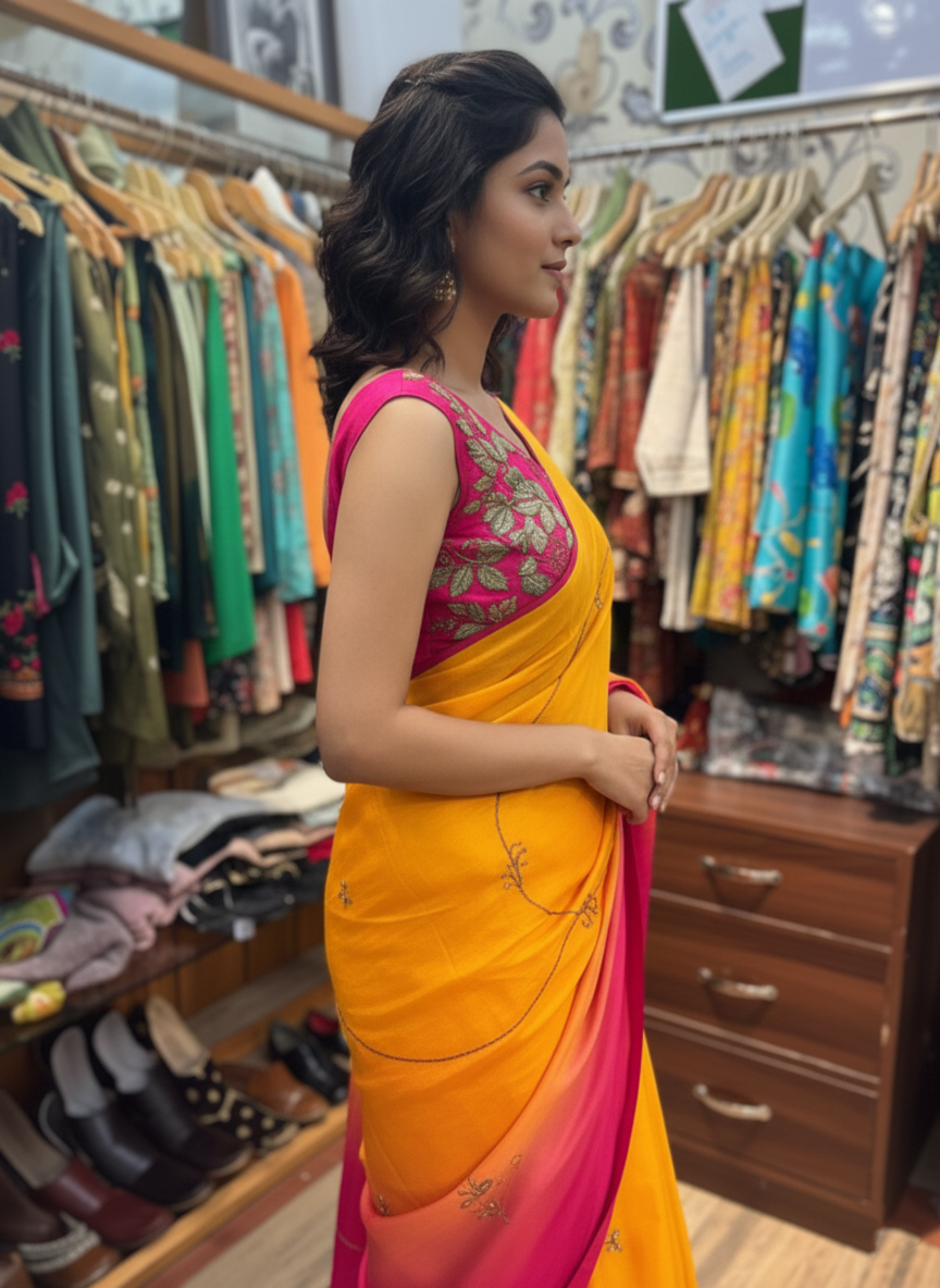 Georgette Ombre Saree with Cutdana and Sequin Embroidery