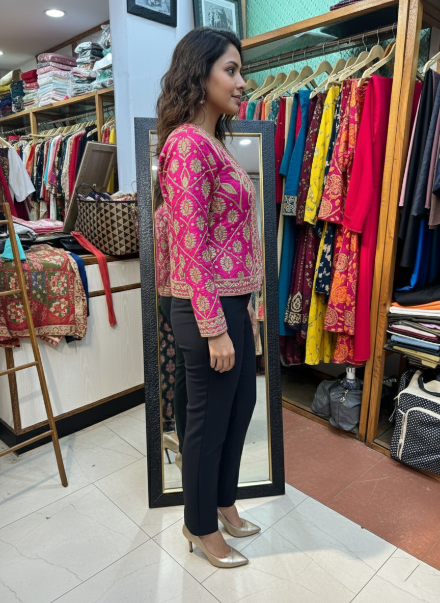 Regal Raw Silk Jacket with Intricate Zardozi Work