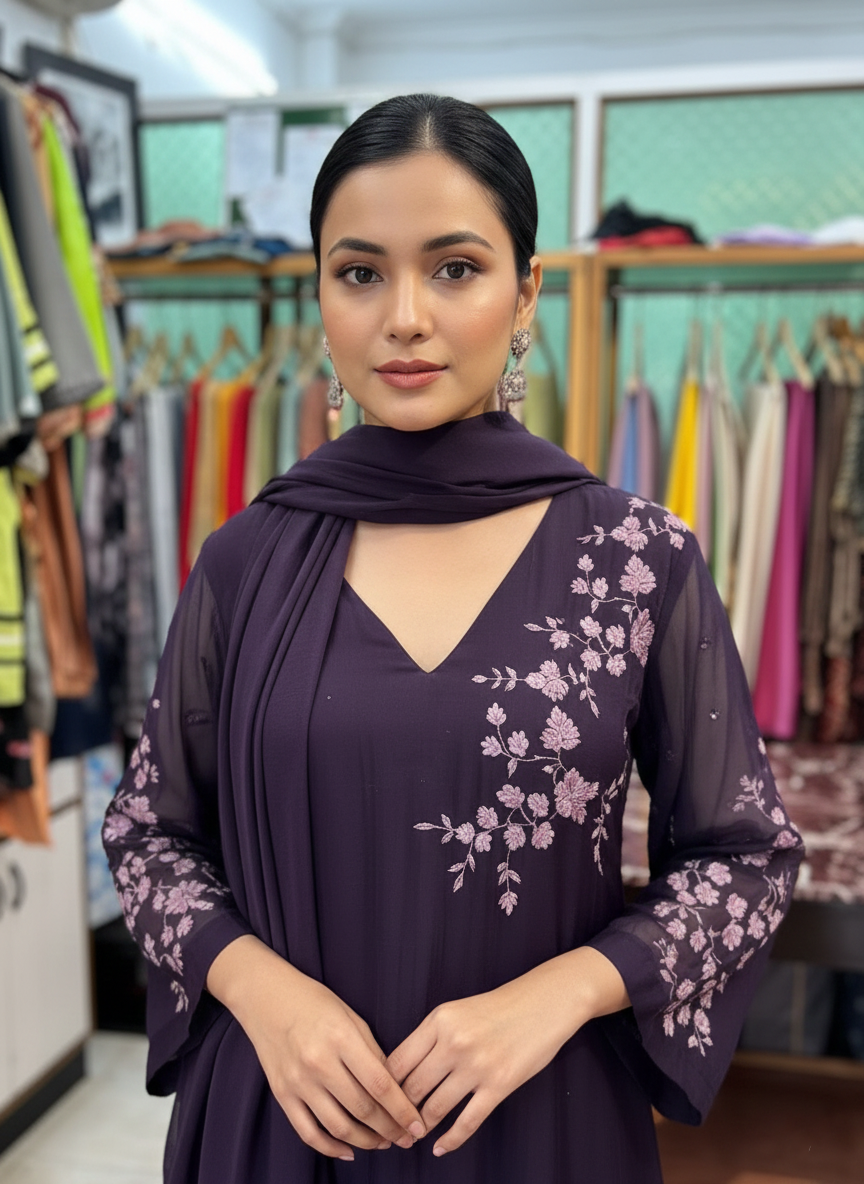 Designer Georgette Suit with Fine Resham Work