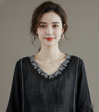 Resham Embroidered Cotton Top