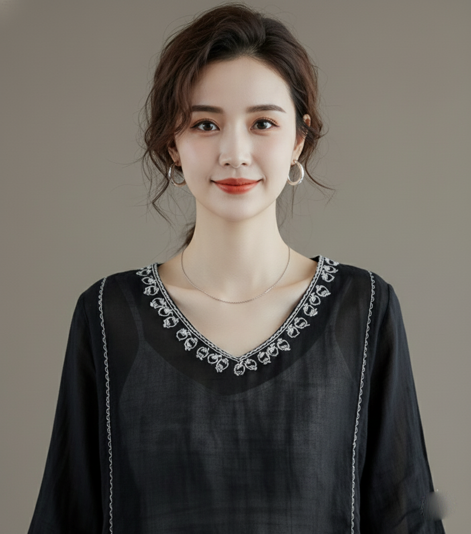 Resham Embroidered Cotton Top