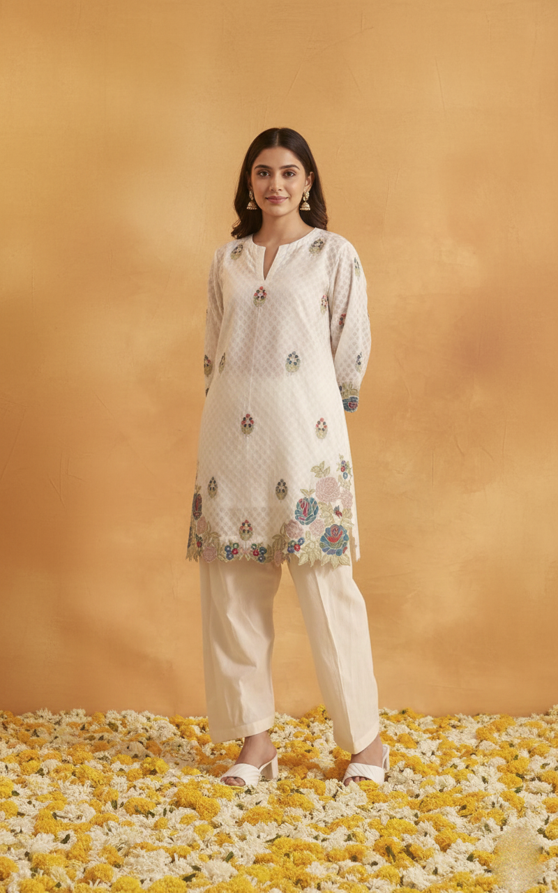Heritage Chanderi Cotton Suit with Fine Thread Work