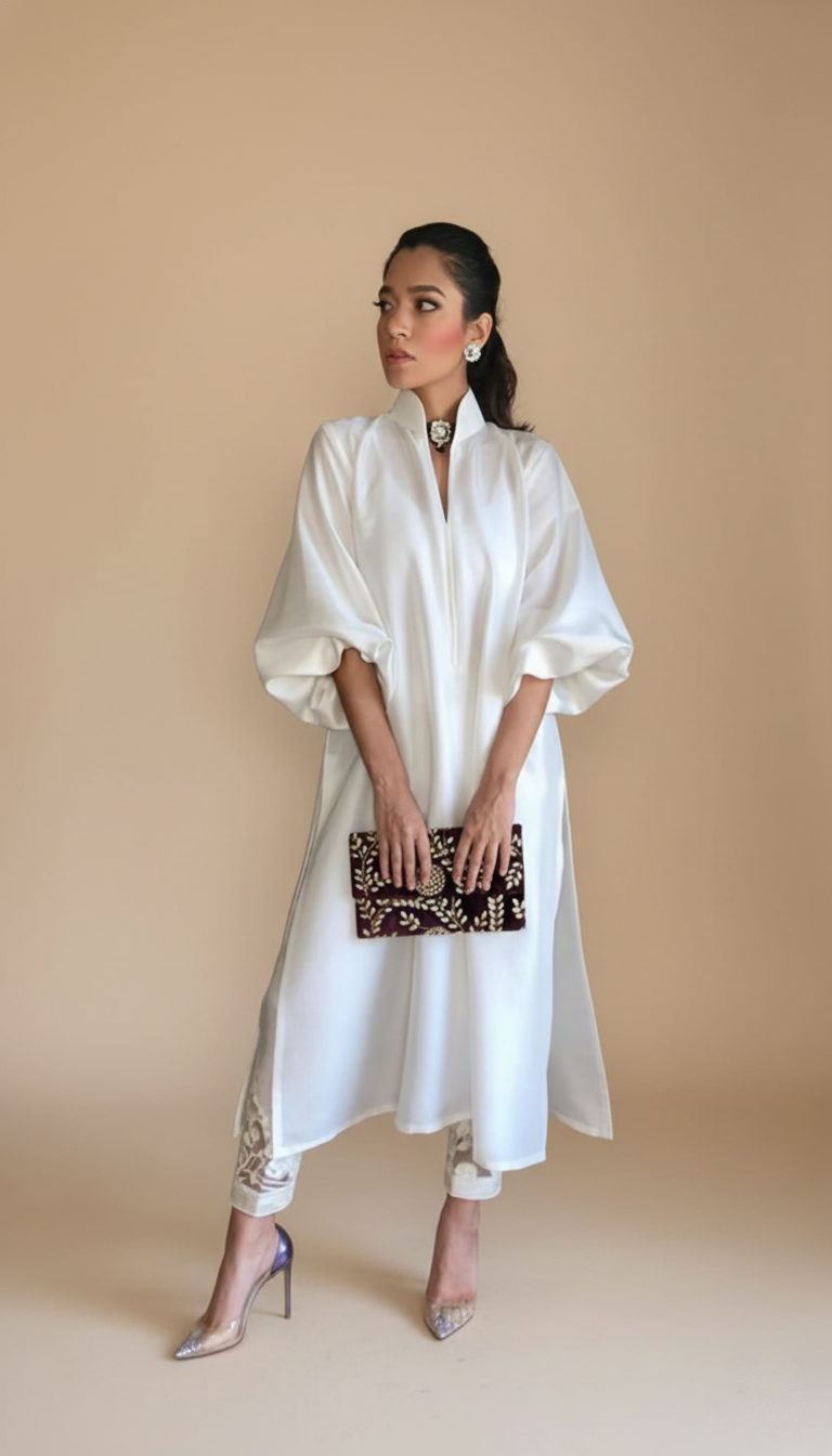 Cotton Suit with Intricate Cut Work Pants