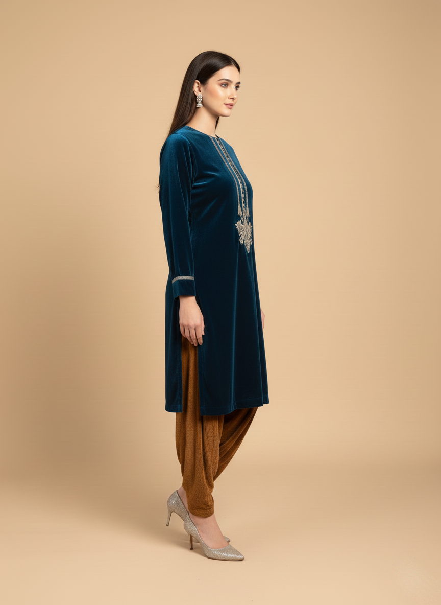 The Designer Dhoti Suit: Silk Velvet & Heavy Zardozi Embroidery