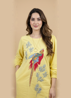 Cotton Linen Dress with Elegant Resham Thread Work