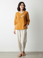 Classic Grace Resham-Embroidered Cotton Top